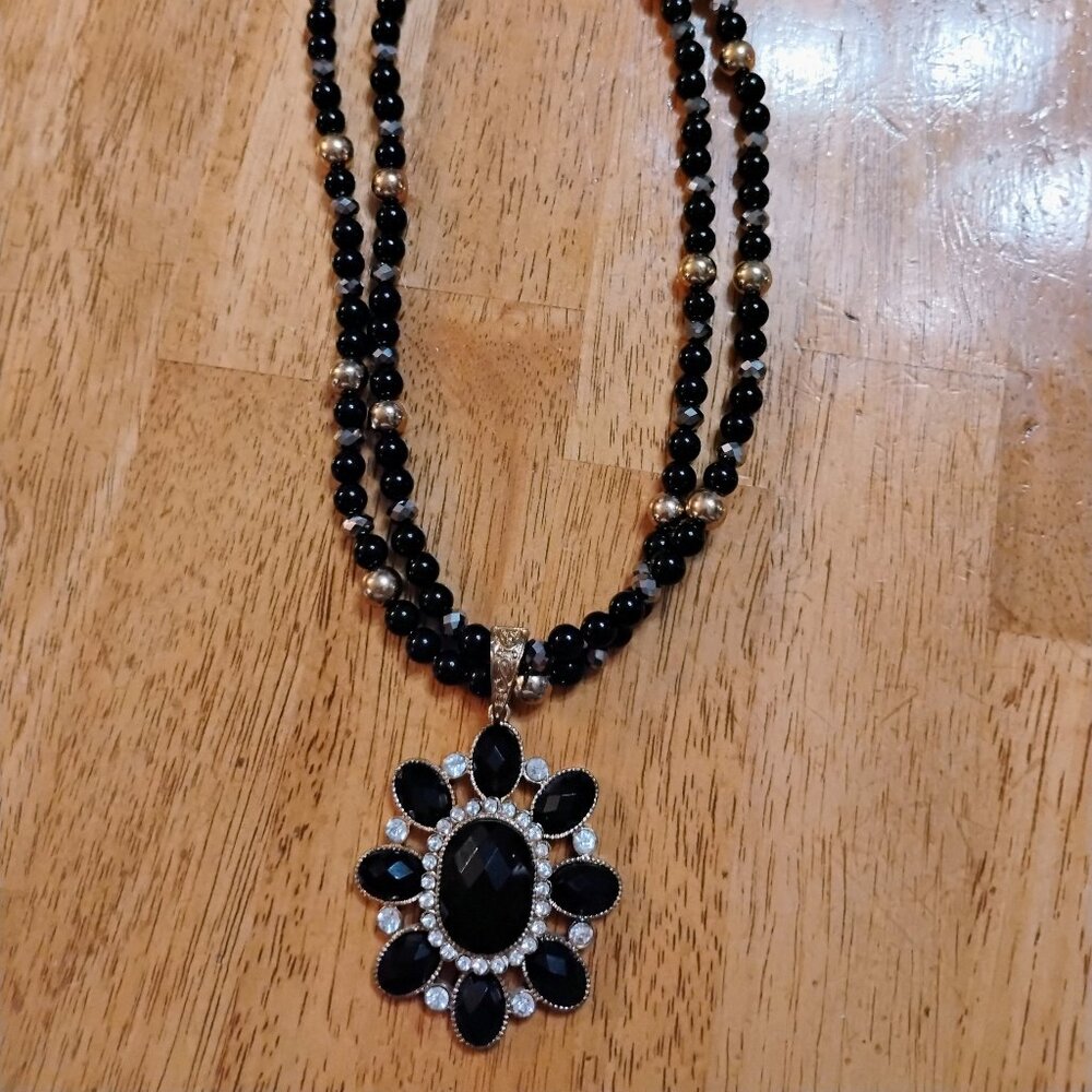 Unique Black Statement Necklace - image 1
